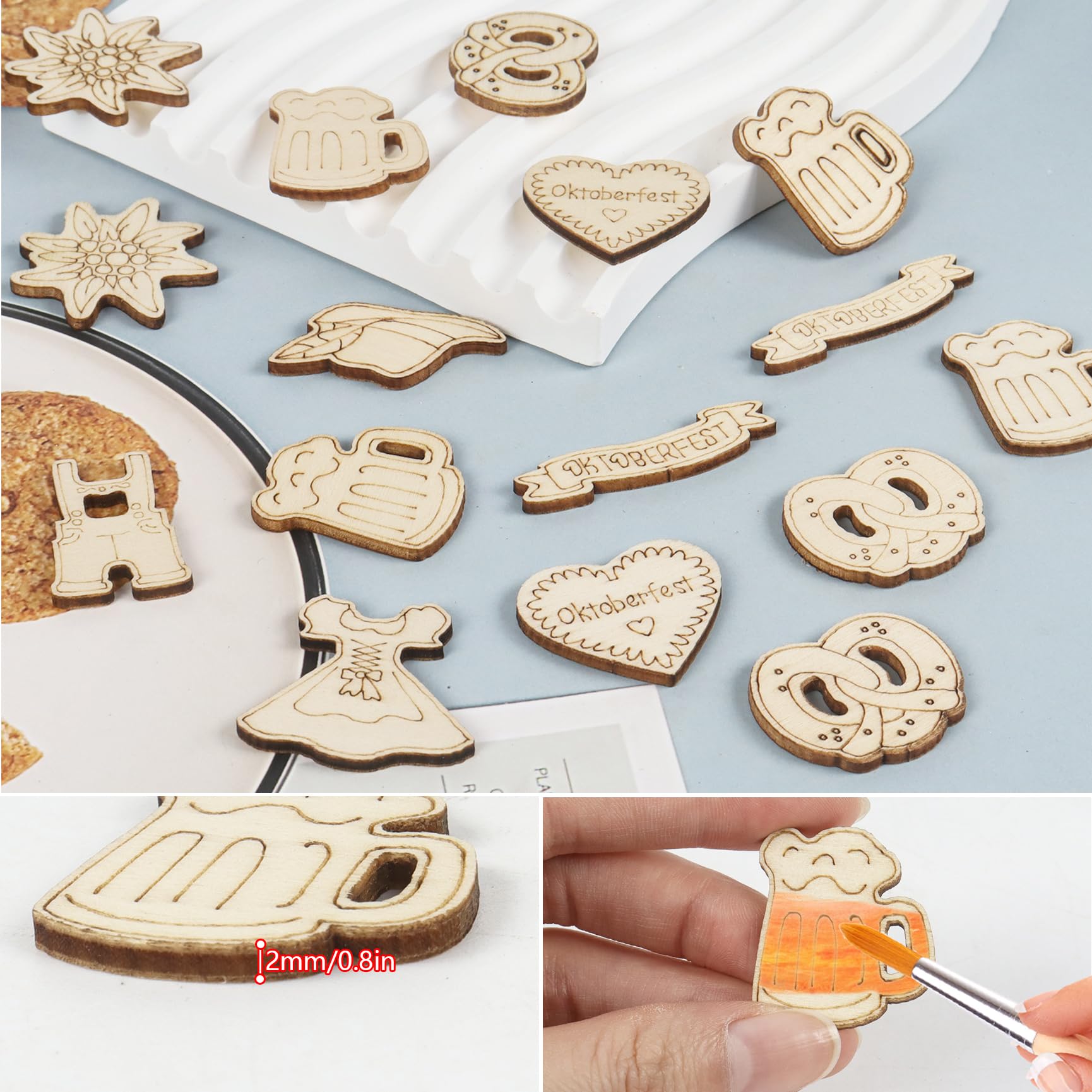 Oktoberfest Deko 120 Teile - Holz Streudeko Mit 12 Bayern Motiven