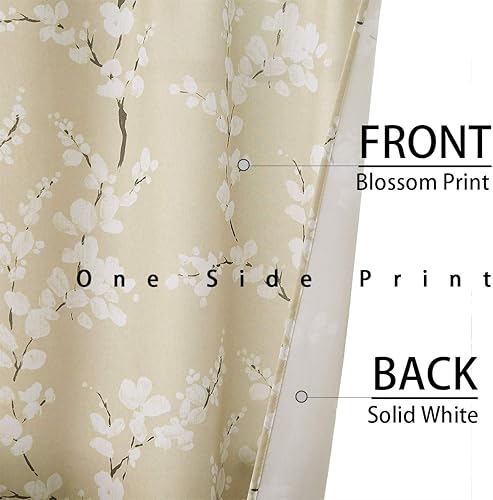 Miniatura 3 de FMFUNCTEX Cortinas de cocina beige de 36 pulgadas de largo, estampado de flores blancas en lienzo, juegos de cortinas para ventanas pequeñas,