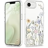 GVIEWIN for iPhone 17e Case & iPhone 16e Case, [Non-Yellowing][Military-Grade Protection] Hard PC&TPU Bumper, Floral Shockproof Protective Clear Phone Case (Vibrant Spring)