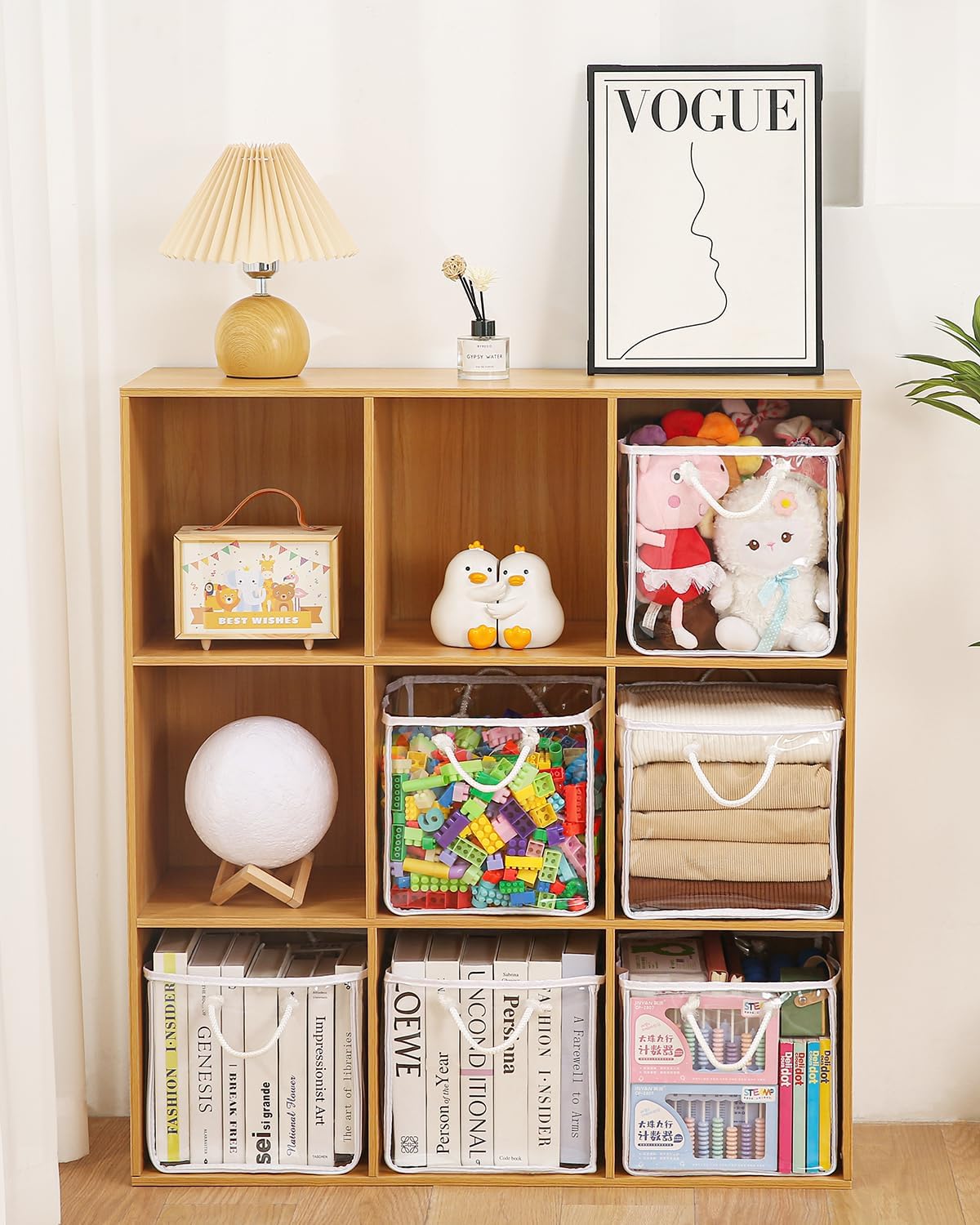 6 PCS Clear Toy Storage Bags with Handle, Kids Cube Toy Storage Organizer, Stuffed Animal Storage Organizer, Playroom Toy Organizer Plastic Storage Bags for stuffed animal,Puzzles,Blocks