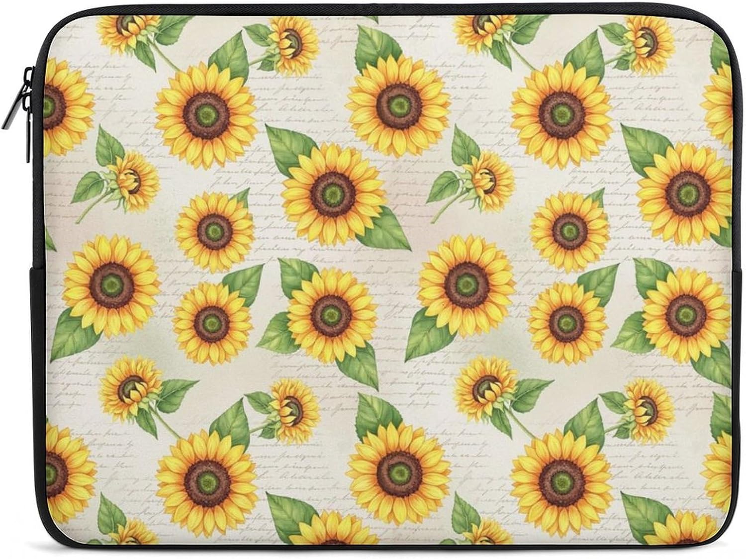 Durable Tablet Briefcase Carrying Bag, Slim Resistant Neoprene Travel Carrying Laptop Case (Floral Flowers Sunflowers)
