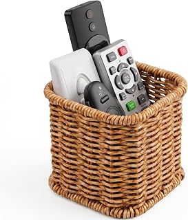 NiHome Oatmeal Square Remote Control Holder – Universal Organizer for TV, AC, and Streaming Remotes, Countertop or Wall Mount