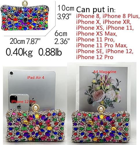 Miniatura 2 de Boutique De FGG Bolsos de mano de cristal con cierre de perlas para mujer, bolsos de noche para boda, fiesta, bolsa de diamantes de imitación