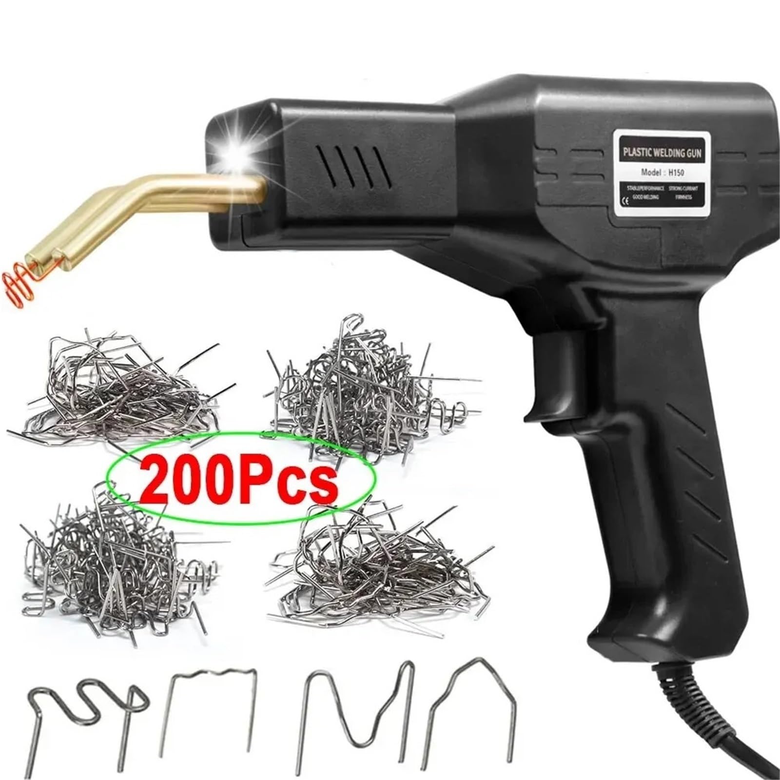Zgrzewarka do plastiku 50W pistolet do spawania tworzyw sztucznych samochodu 200/1000 szt. Gorące zszywki nadwozia samochodowego zderzak spawanie(Black 200Pcs)