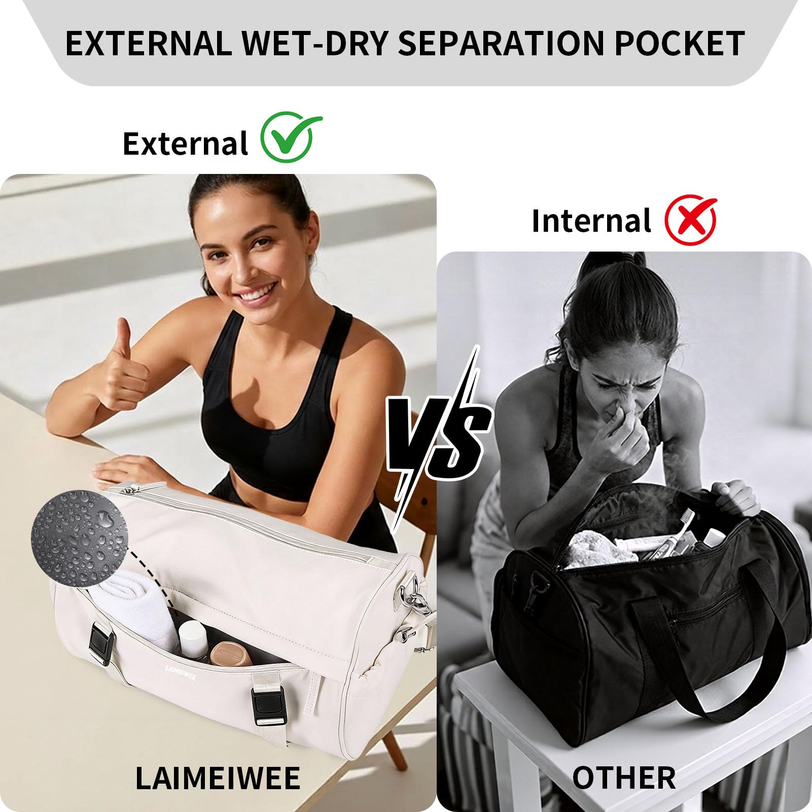 Bolsa pequeña de gimnasio para mujer y hombre, bolsa de viaje de 11L con bolsillo húmedo y soporte para esterilla de yoga, bolsas deportivas de entrenamiento para fitness, baile, natación