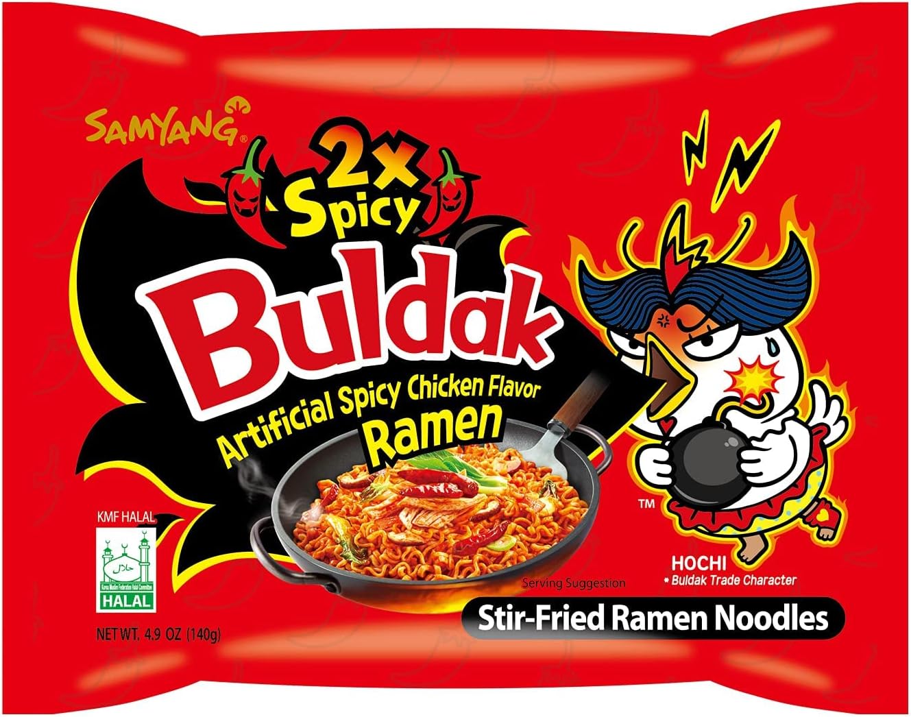 Samyang Hot Chicken Ramen 2X Spicy Flavoured Noodles| 140gm - Pack of 1 | Imported