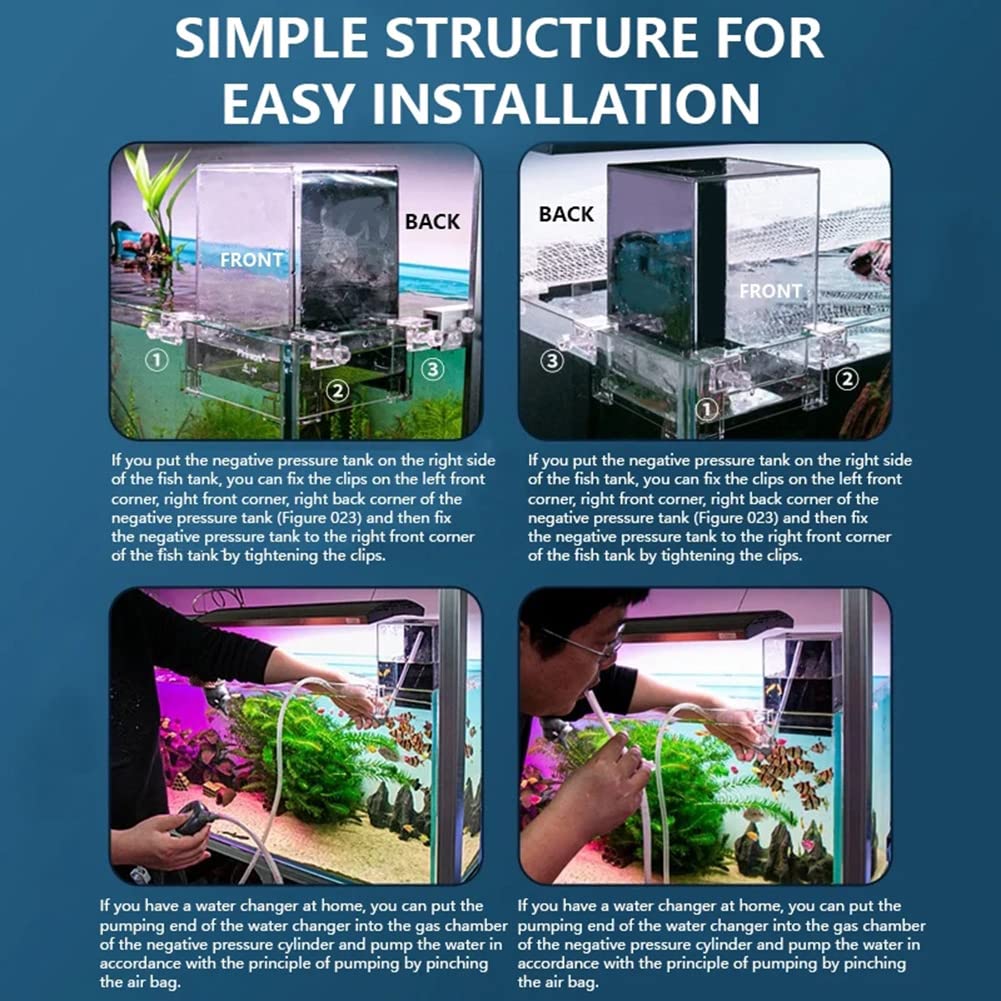 Acuario Tanque de Peces de presión Negativa, innovación HD, Tanque de Acuario acrílico Transparente, Tanque ecológico de Mesa Rectangular Peces Acuario