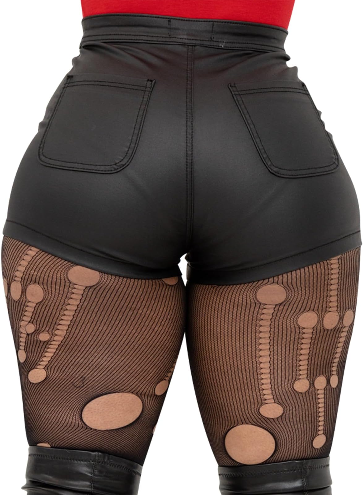 Womens Casual Faux Leather Shorts
