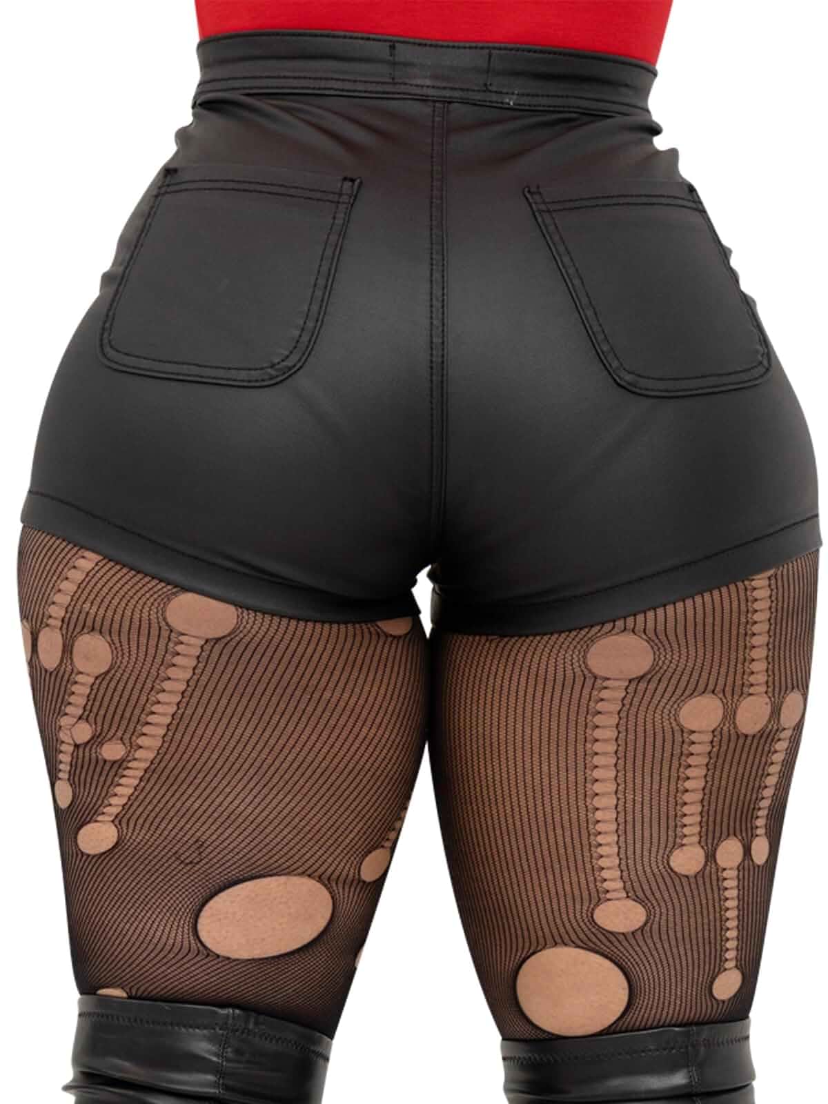 Womens Casual Faux Leather Shorts