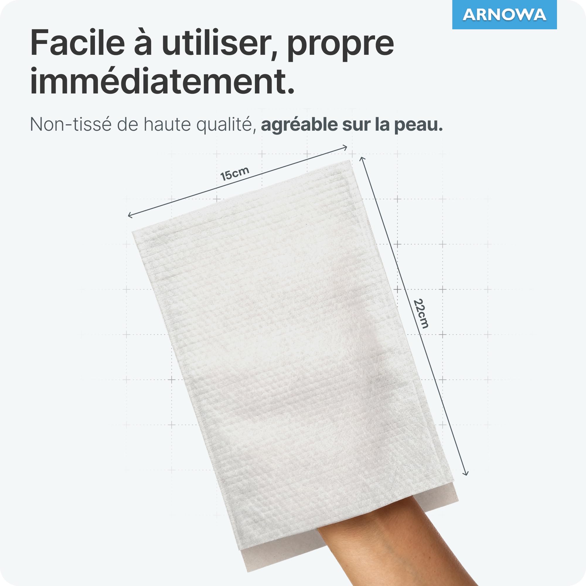 50x ARNOMED® Gant de Toilette Jetable en Molleton Hydrofuge, Gants de Toilette Jetable pour Adultes & Bébés, Gant de Toilettes Jetable Doux & Souple, Gant de Toilette Jetable Usage Unique