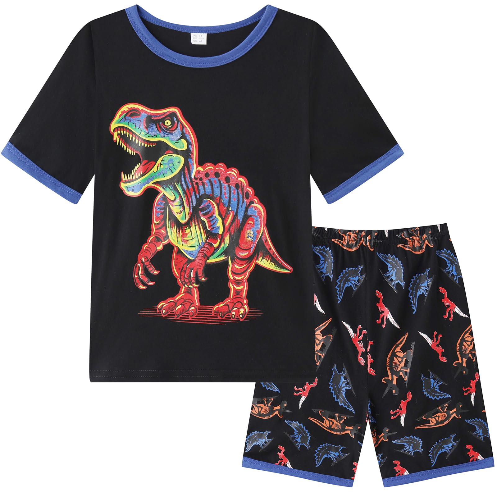 Dinopjs Jungen Kurzarm Schlafanzug Lounge Pyjama Set Boys Sleepwear Tops with Bottom