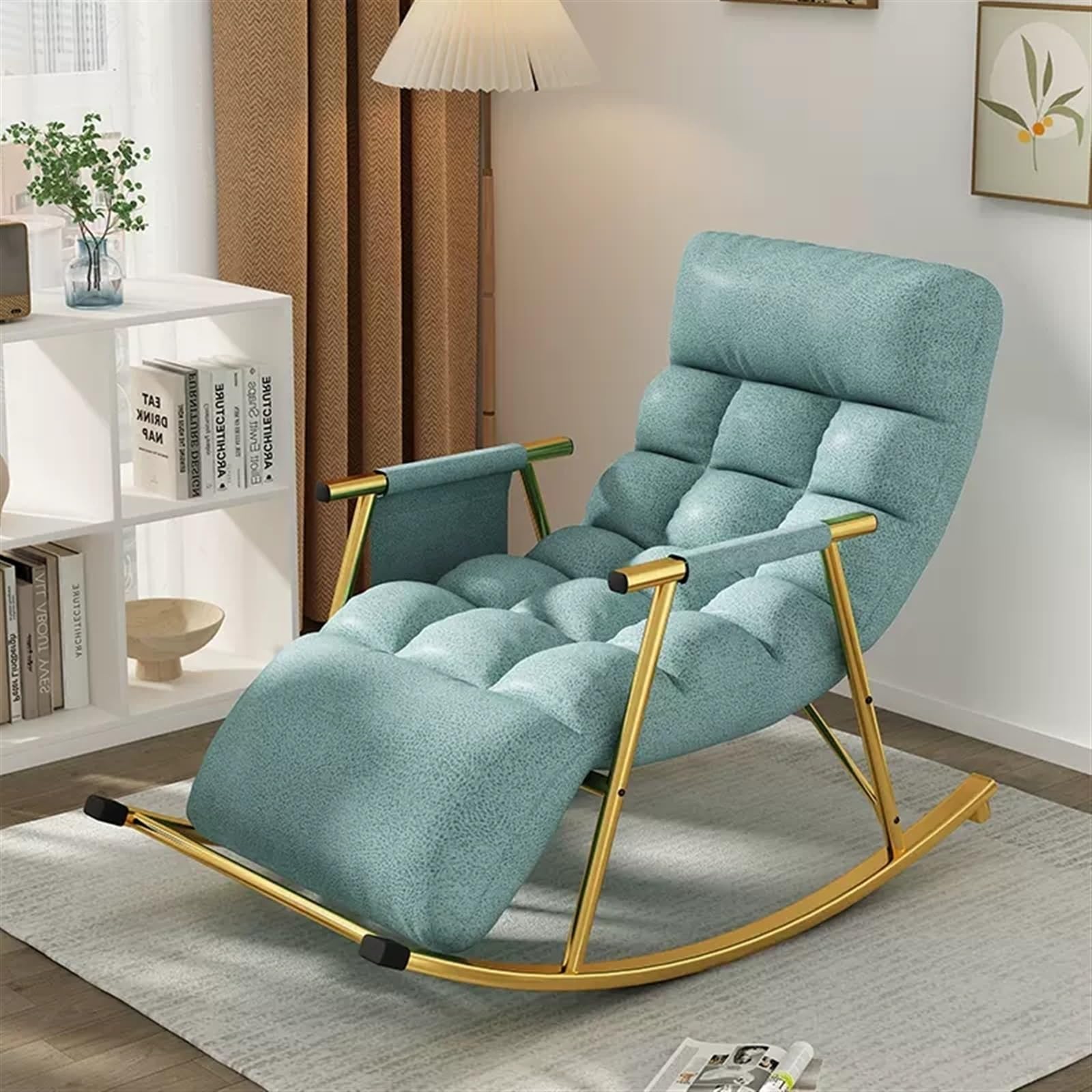 Fotel bujany do pokoju dziecięcego, nowoczesny salon fotel bujany, oddychająca sofa z tkaniny technicznej z podnóżkiem, wygodny fotel bujany ogrodowy z leżakiem
