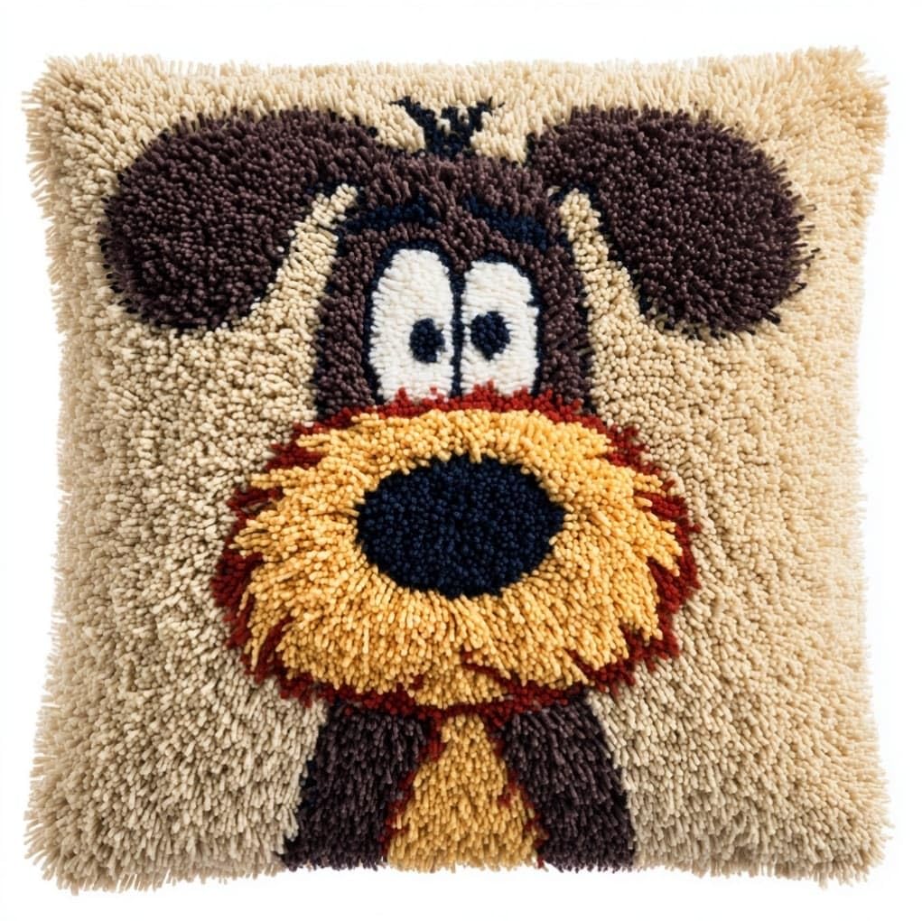 AxiangziK Latch Hook Cushion Kit 43x43cm,Cute Dog