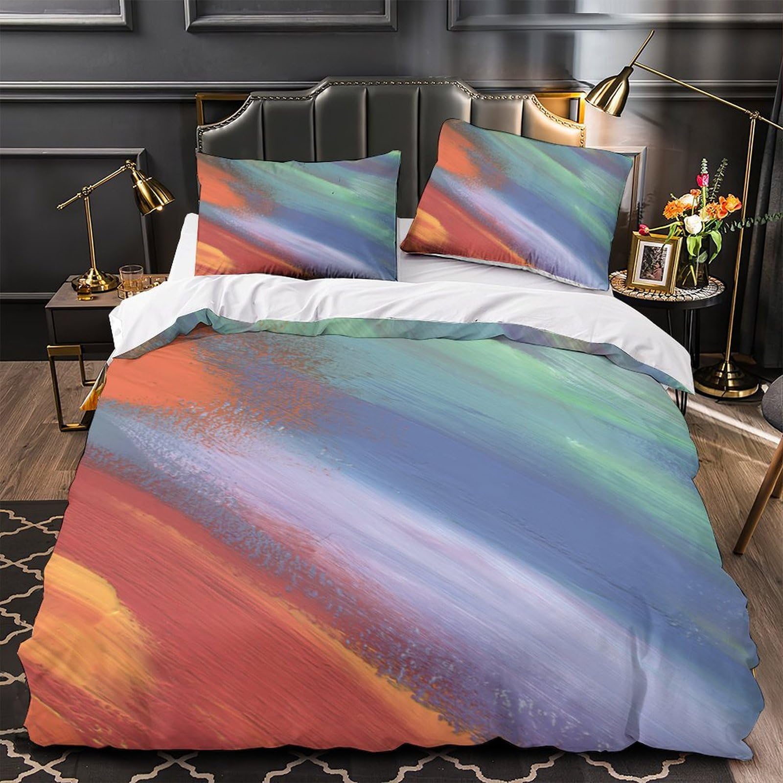 Parure de lit moderne King 220x240cm textile ultra doux finition premium