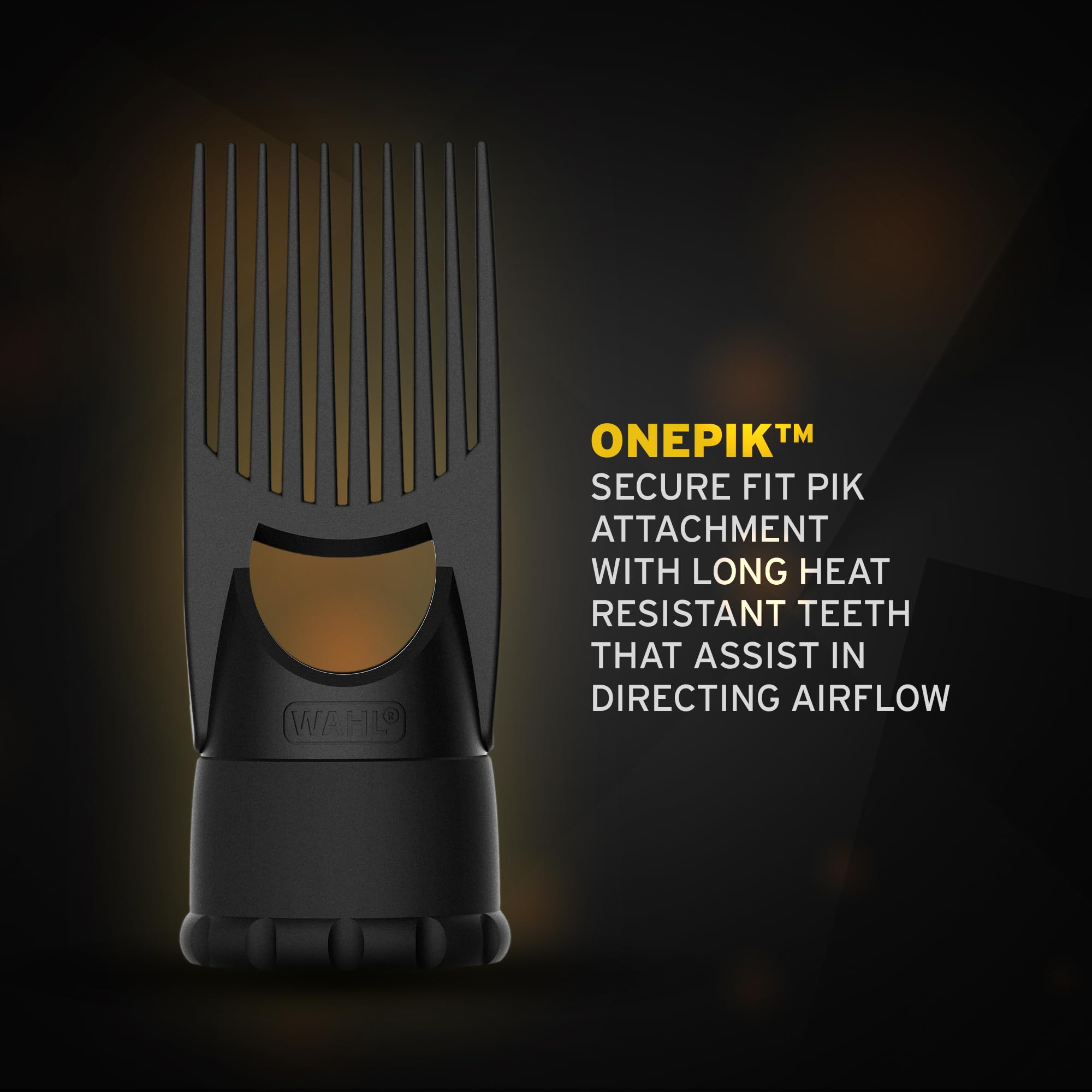 WAHL PowerPik 2 Hairdryer, Sèche-cheveux pour femmes, sèche-cheveux avec embout Pik, sèche-cheveux afro, cheveux afro-caribéens, trois réglages de chaleur, séchage anti-frisottis, noir