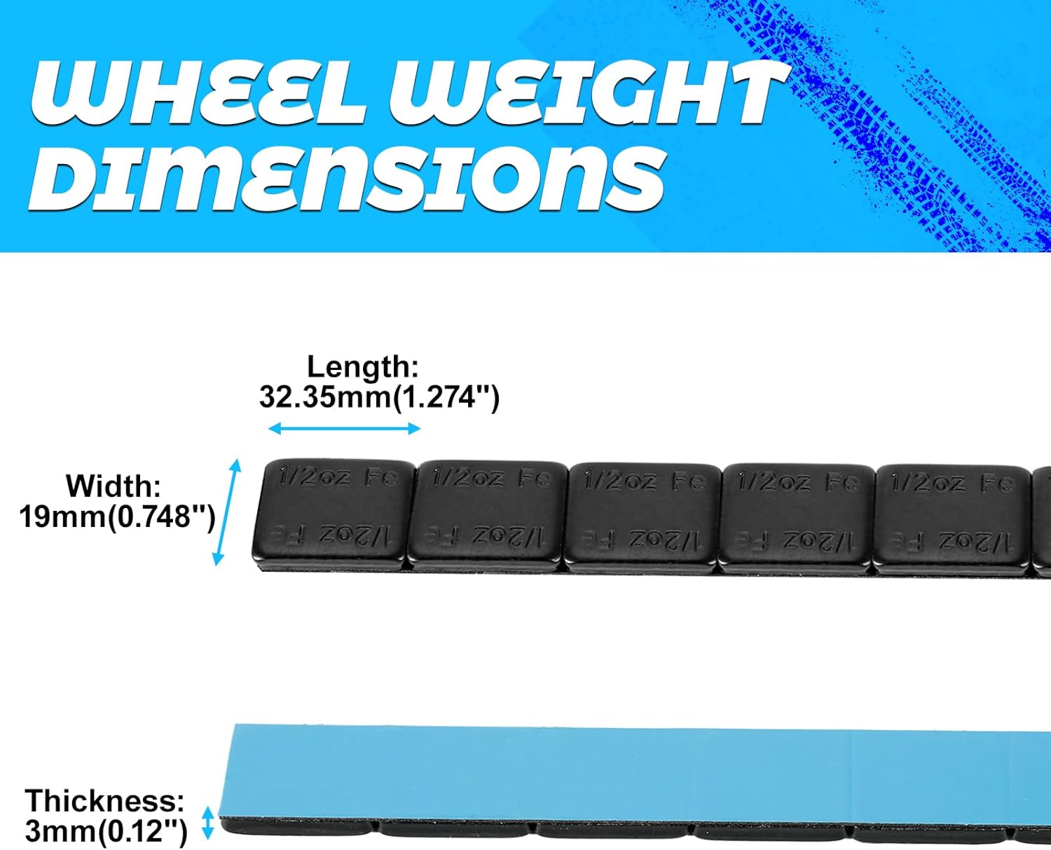 EASYBERG 1/2oz. Stick on Wheel Weights, Black Tire Balancing Wheel Weights for Motorcycles, Cars, Trucks, SUVs, Low Profile, Total 360pcs 180oz.