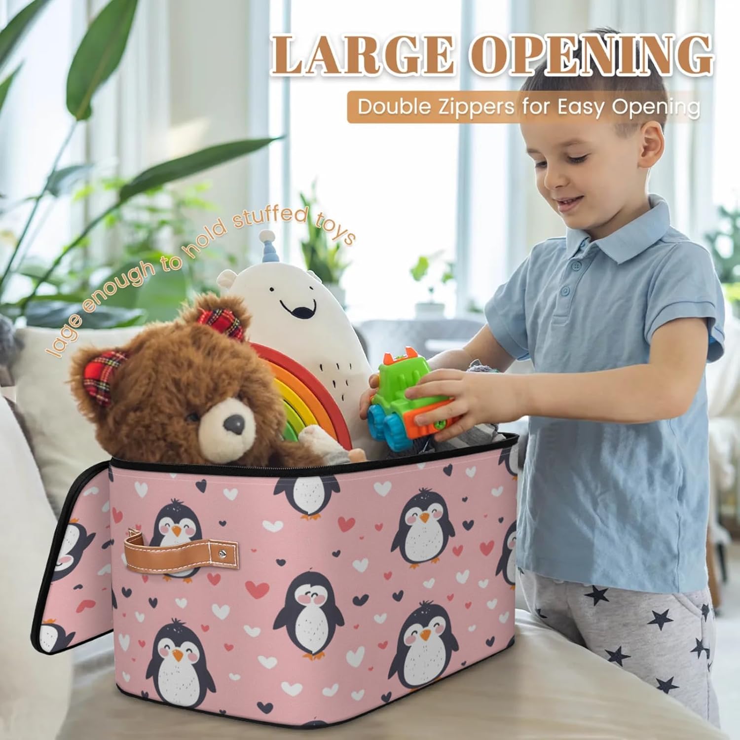 2-Pack Storage bins with lids - 26 quart organizer bins - Collapsible fabric storage bins with sturdy handles and double zipper tops - Versatile for home, toys, dorm rooms