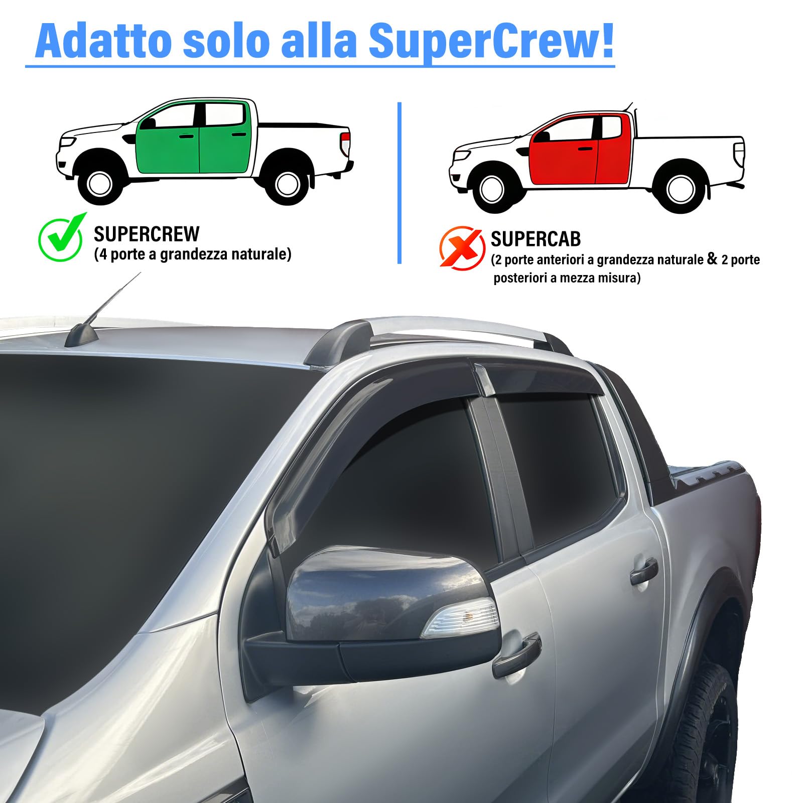 Deflettori d'aria Deflettori del vento per Ford Ranger 2012-2022 Wildtrak T6 T7 T8 Raptor XL XLT Tremor Limited Platinum MK2 MK3