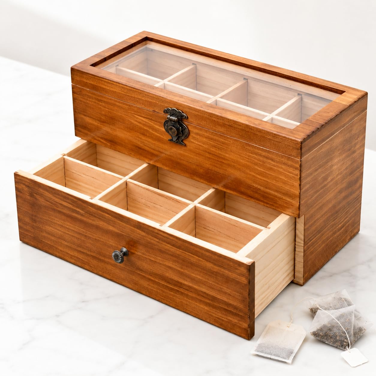 Amazon.com: WELLAND Wood Tea Bag Organizer, Storage Box with Clear