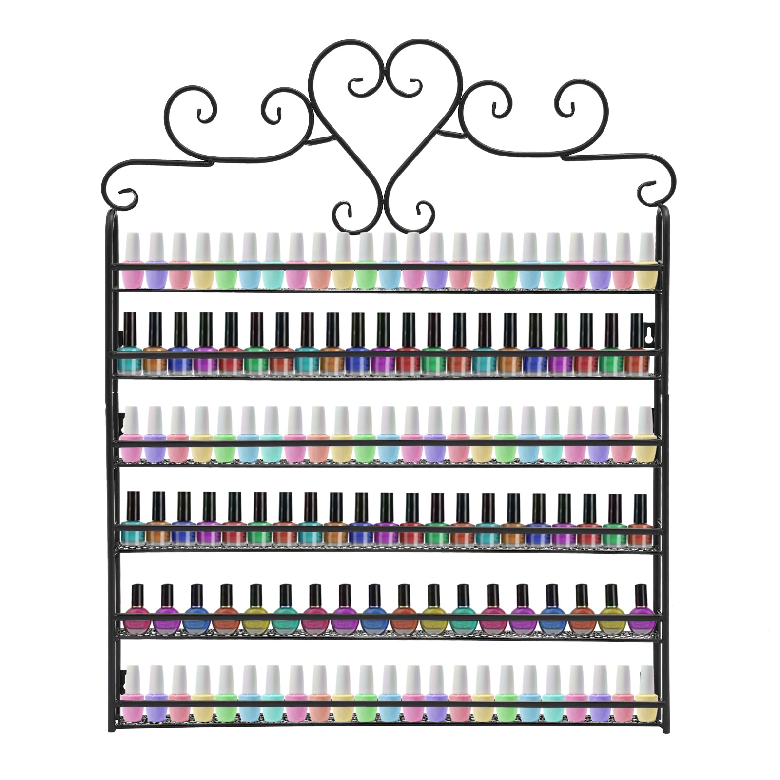 6 niveles de esmalte de uñas montado en la pared, 60 x 5 x 74 cm, organizador para esmalte de uñas, pintalabios, esmalte de uñas