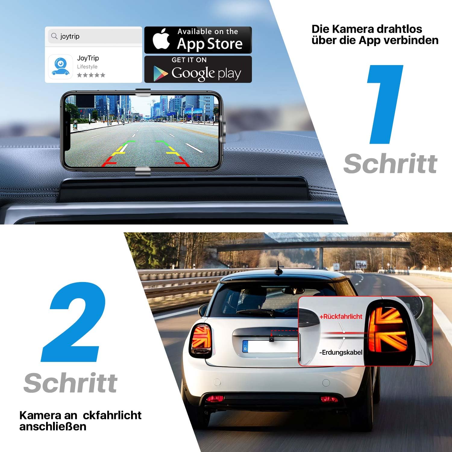 Caméra de recul WiFi, caméra de recul pour Voiture 5G 1080P HD pour iPhone iPad Android Smartphone Tablette avec Angle de Vue Large à 170 degrés