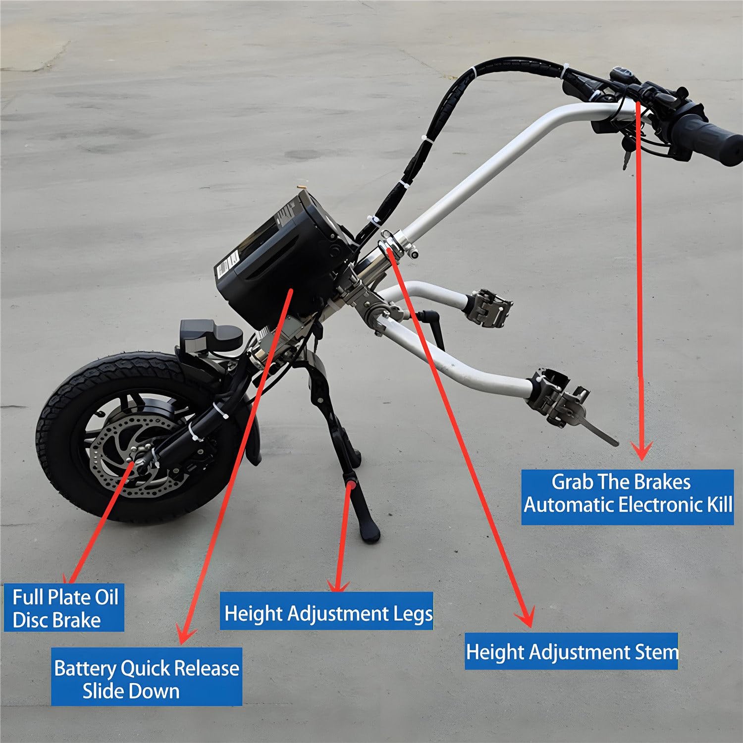 Kit de conversión de silla de ruedas eléctrica con accesorio de bicicleta manual y dispositivo de tracción de tractor, motor de 500 W, rango de 62 km para una mayor movilidad