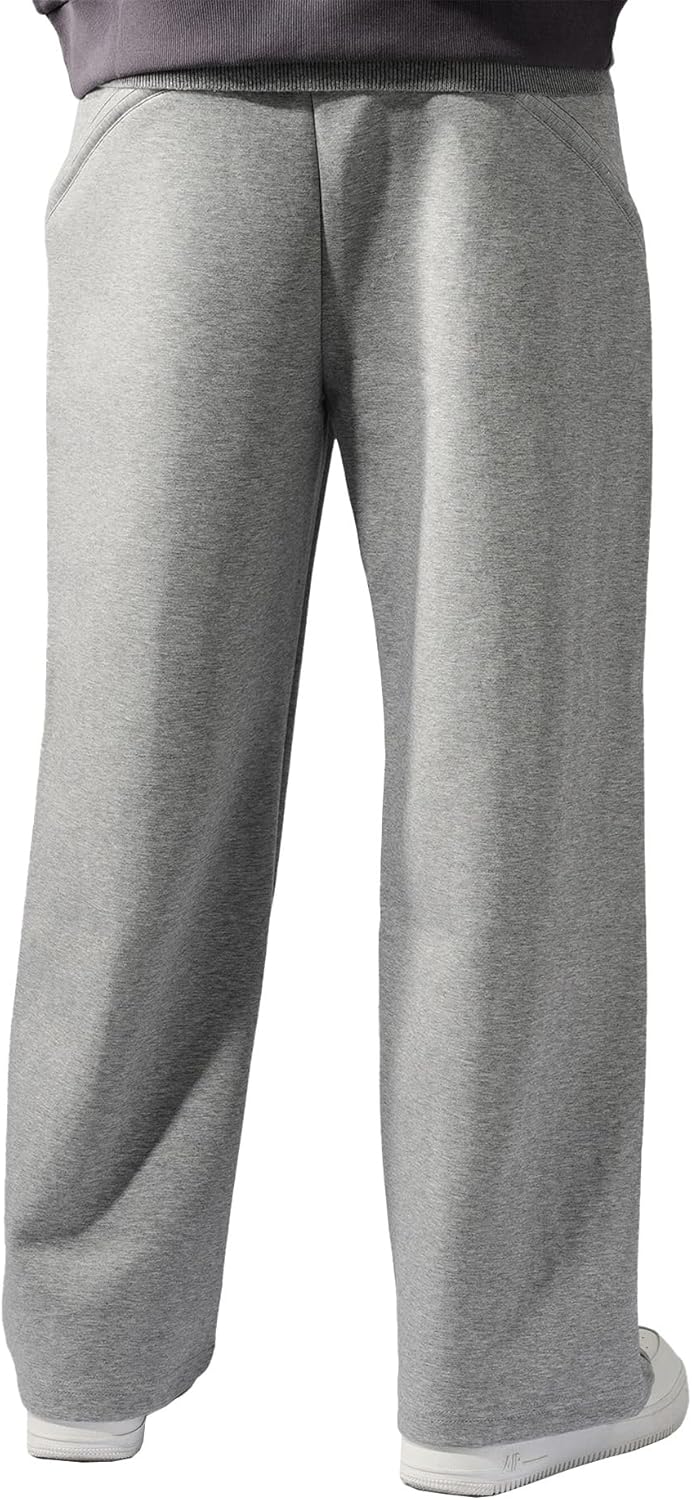 Fioboc Men's Baggy Sweatpants Wide Leg Pants Drawstring Elastic Waist Curved Design Casual Pants with Pockets - Image 4