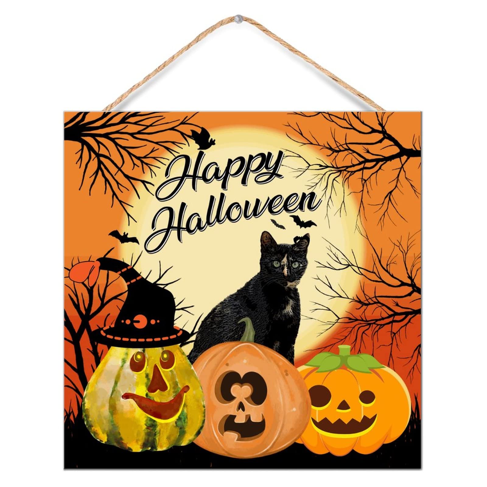 Halloween-Duschvorhang Mit Schwarzer Katze & Kürbis – 180x180 Cm, 100% Polyester, Inkl. Haken