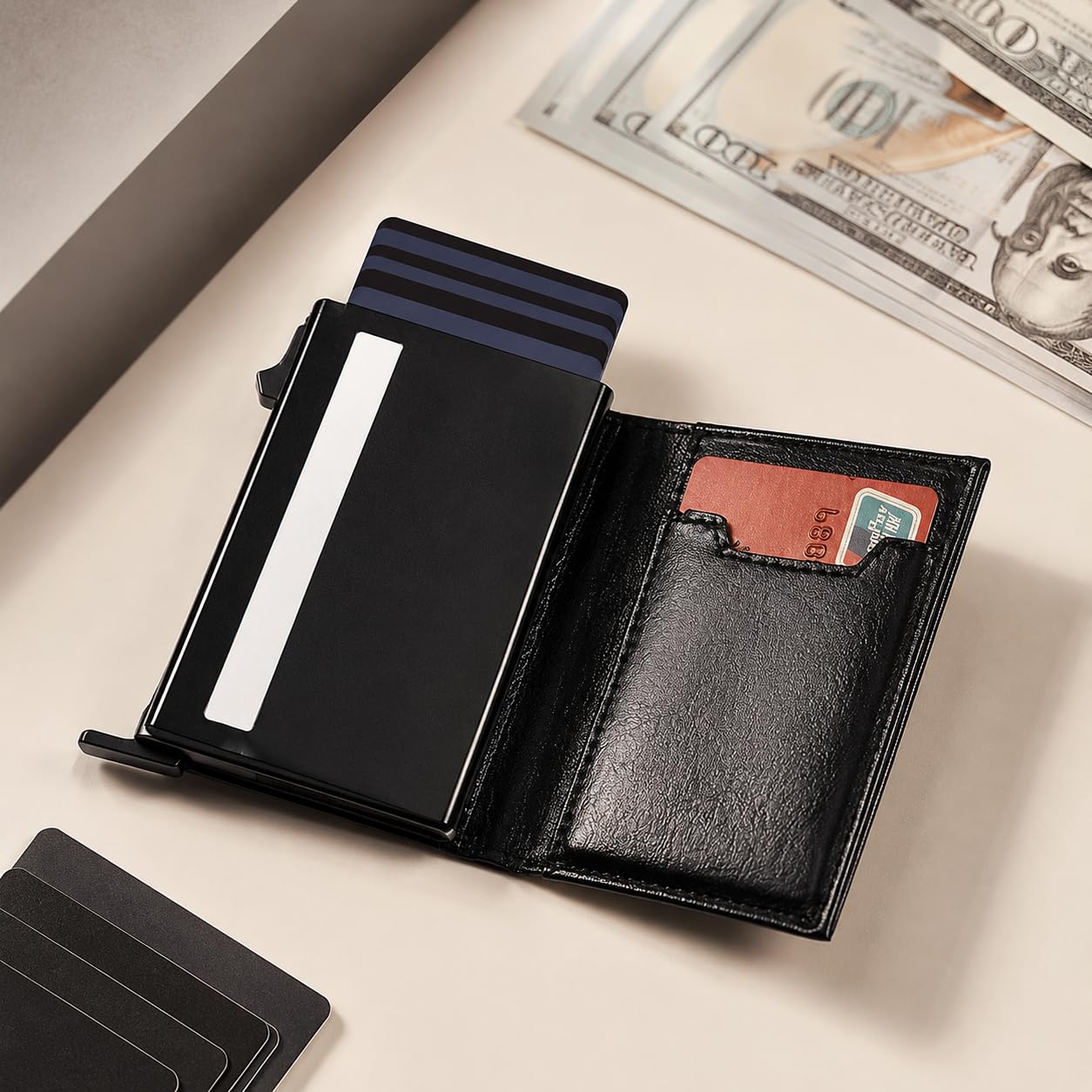 Maison Corval Wallet 2.0 Portefeuille Homme Compact avec Protection RFID Accès Rapide Cartes Poche Zippée pour Voyage et Quotidien (Bleu)
