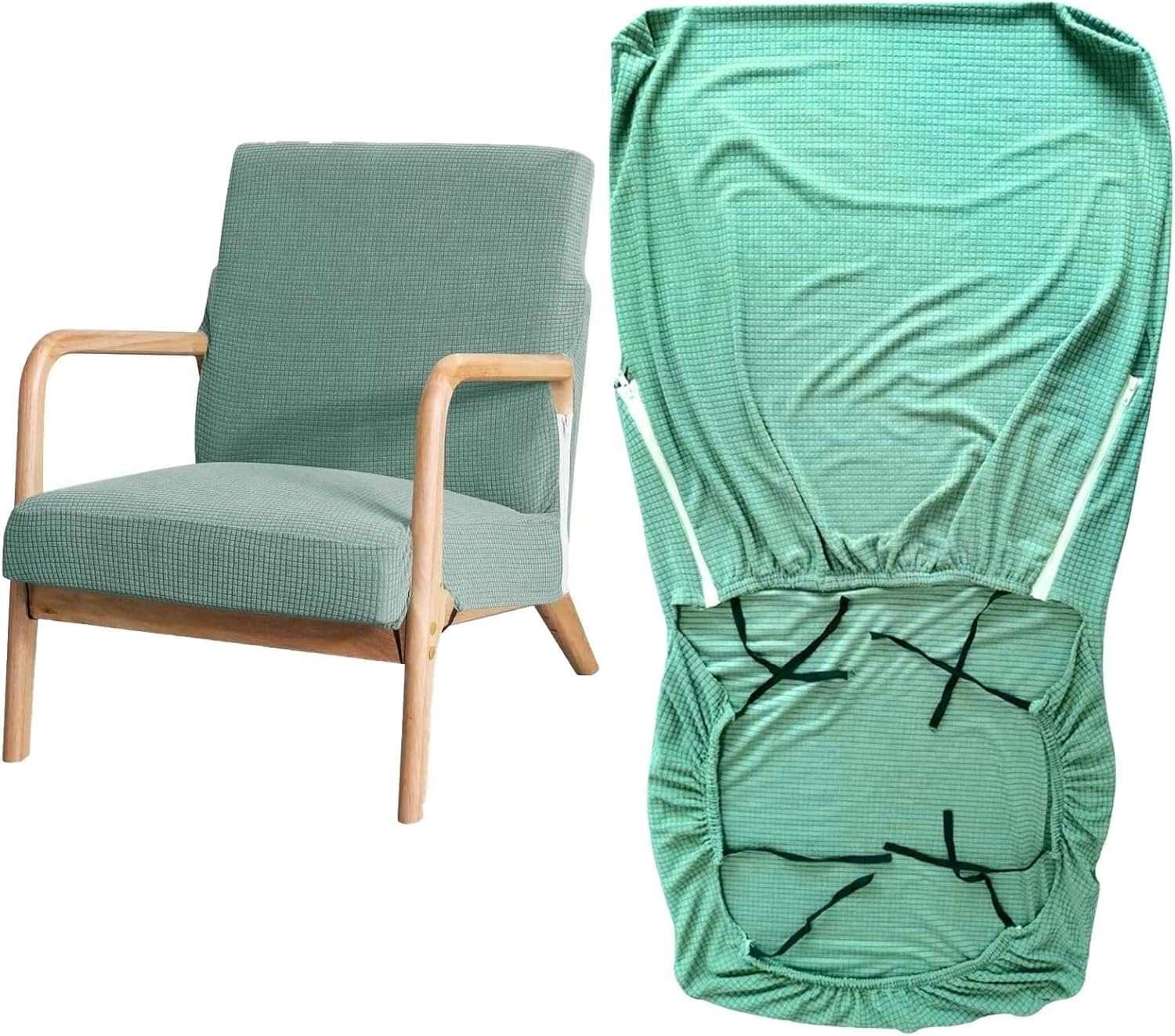 Stretch-Lese-Sesselbezug aus Holz, Einzelsofabezug, Konferenzraum-Bürostuhl-Sesselbezug,(Green)