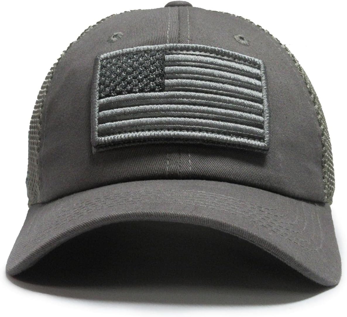 USA Flag Hat Gray Detachable Patch Micro Mesh Tactical Cap - Image 3