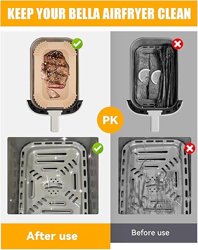 Miniatura 4 de 130 forros de papel para freidora de aire bella de 4 cuartos de galón (capacidad de 3.3 libras), forro de papel pergamino desechable rectangular