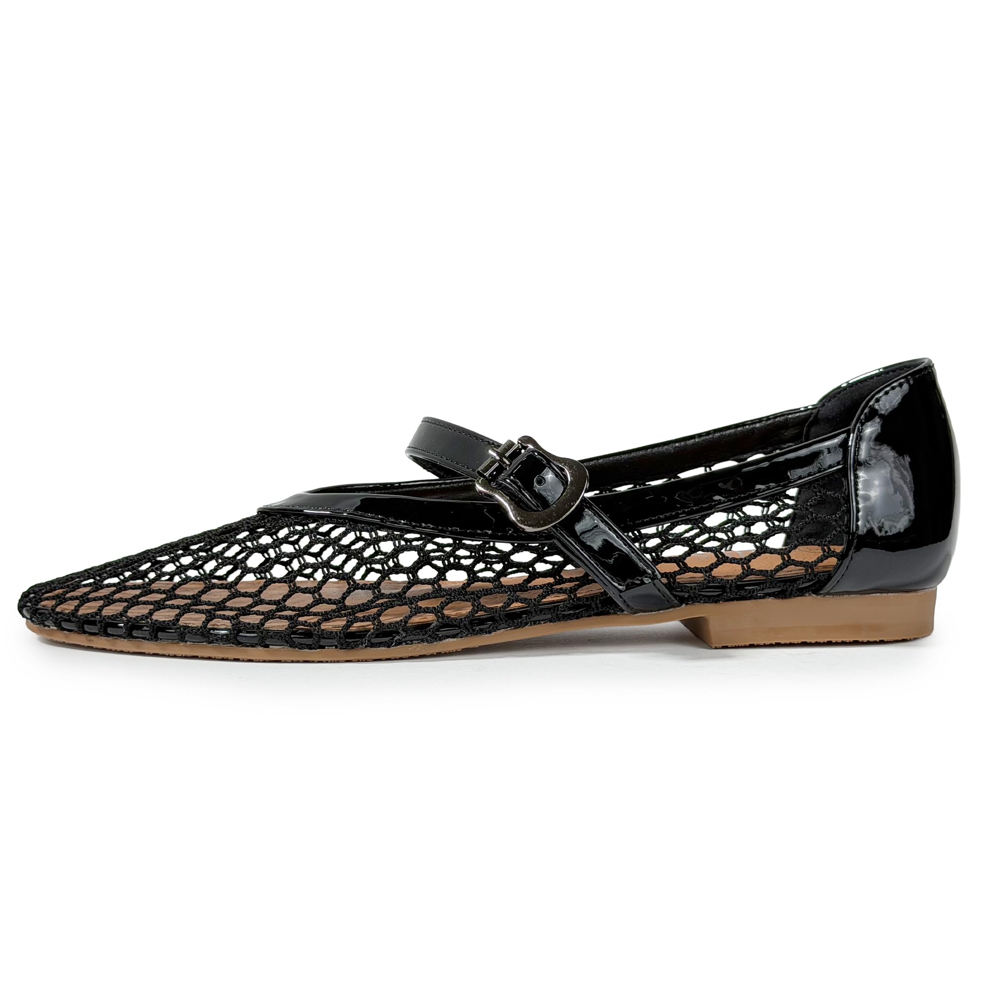 Ballerine Donna Estive Mary Jane in Rete Scarpe Basse Eleganti con Cinturino e Fibbia Punta Chiusa Ballerine Traforate Traspiranti per Ufficio Cerimonia e Casual