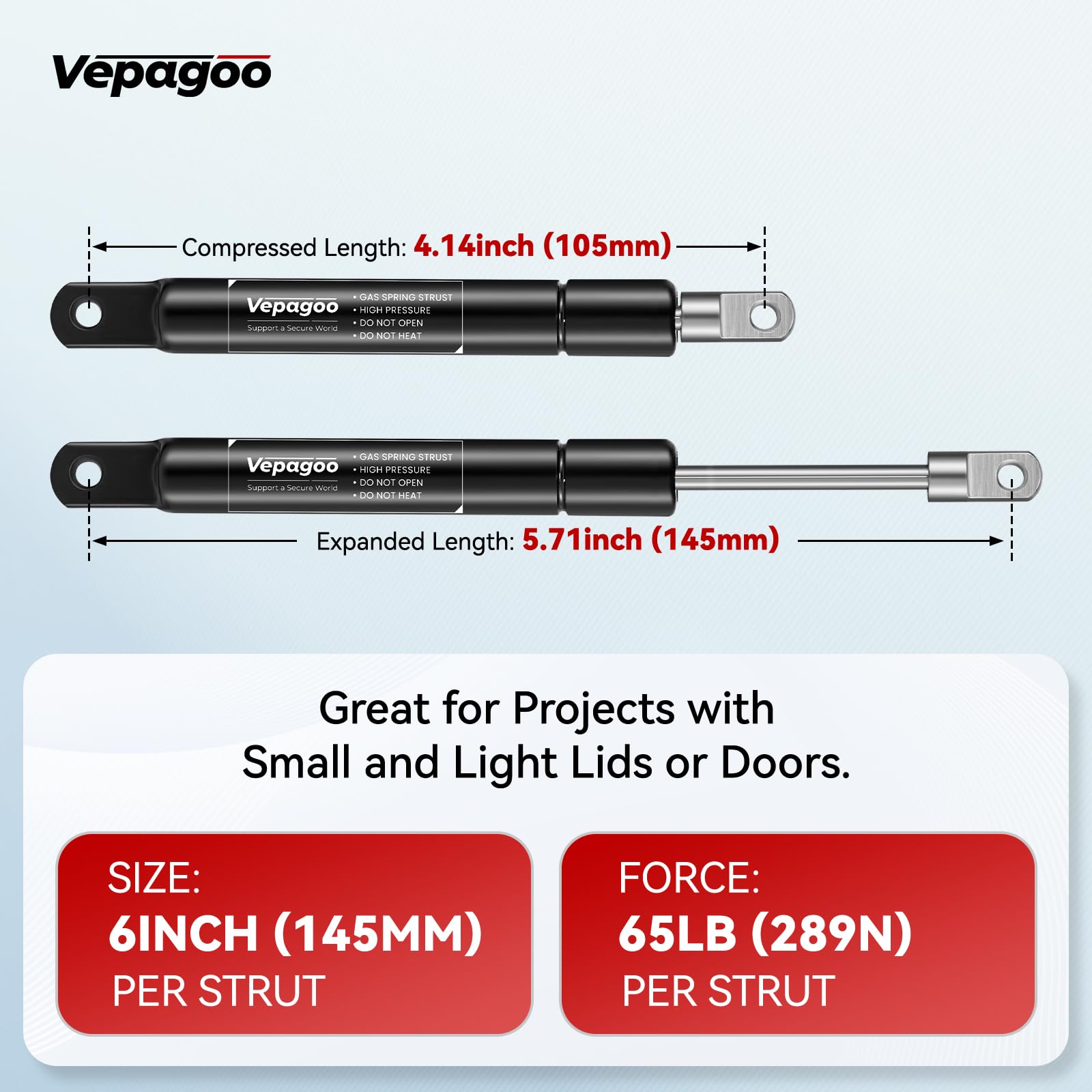 Snapklik.com : Vepagoo 6 Inch 65Lb/289N Gas Struts Spring Shocks ...