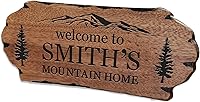 EXUNART Personalized Rustic Cabin Wood Welcome Sign - Custom 3D Carved Farmhouse Decor for Outdoor Home Backyard Porch