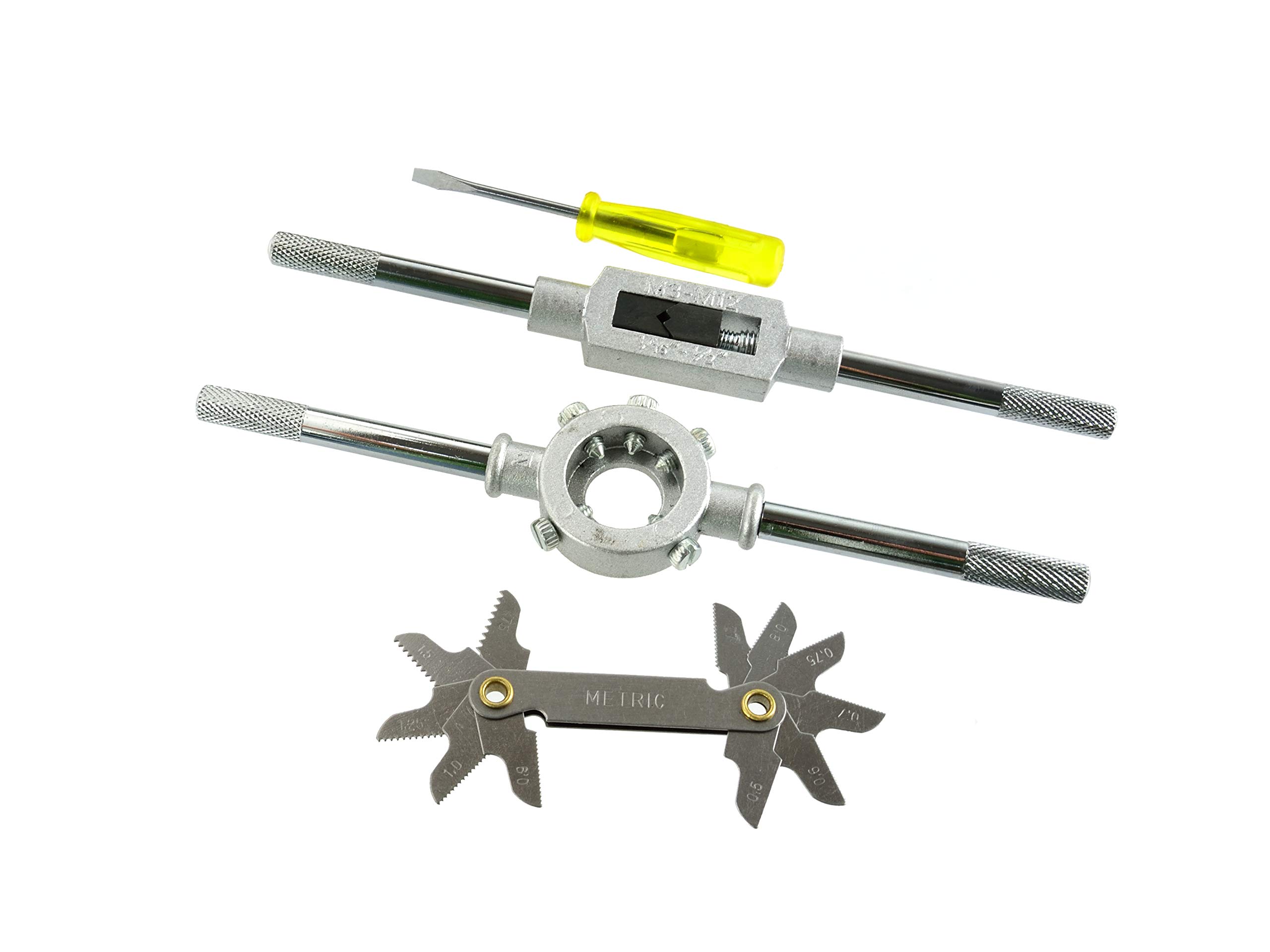 BSD Set Maschi e Filiere per Filettare - Metrica - Set Maschi, Set Filiere, Giramaschi, Girafiliere - M3-M12-32 Pezzi