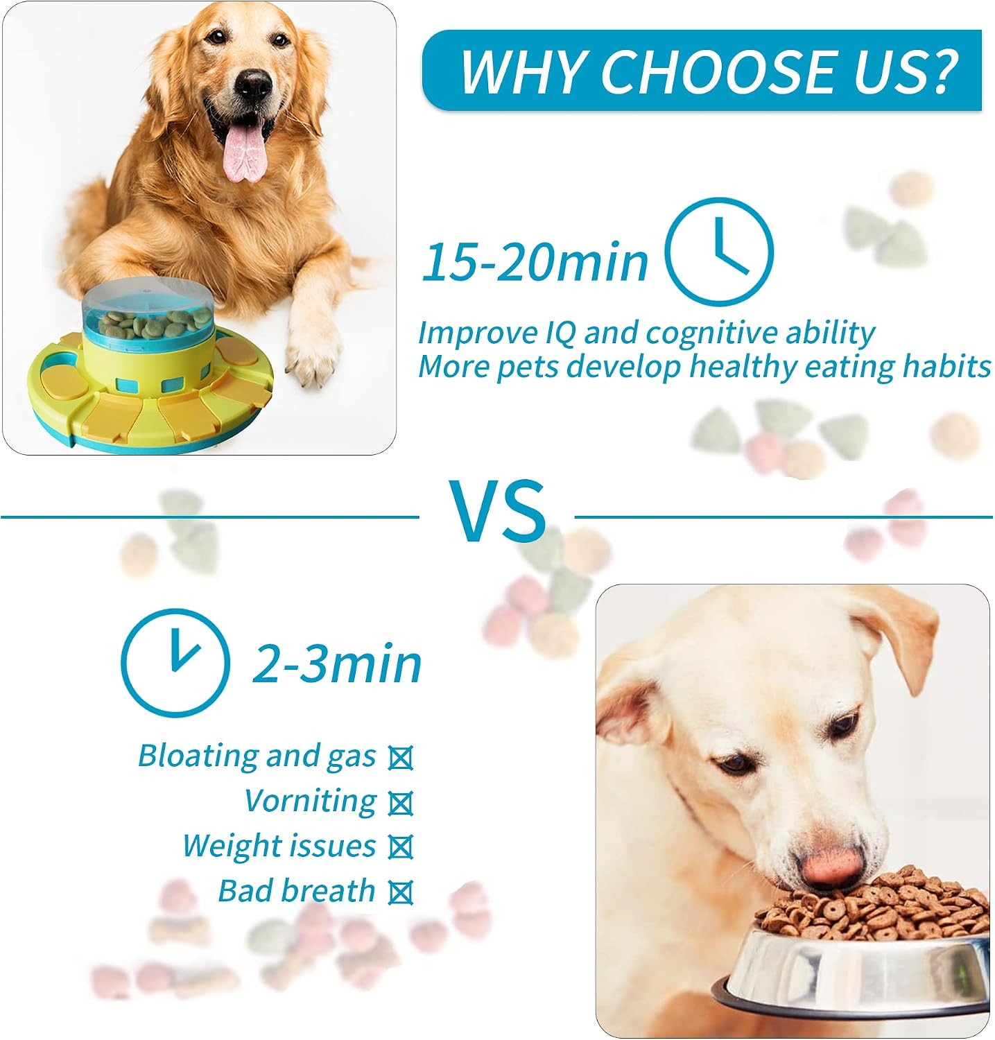 Dog Puzzle Toy Level 1 and Level 2, Interactive Treat Dispensing Dog Enrichment Toys for IQ Training Mental and Brain Stimulation,Slow Feeder Bowl for Puppies, Small, Medium, Large Dogs, Blue