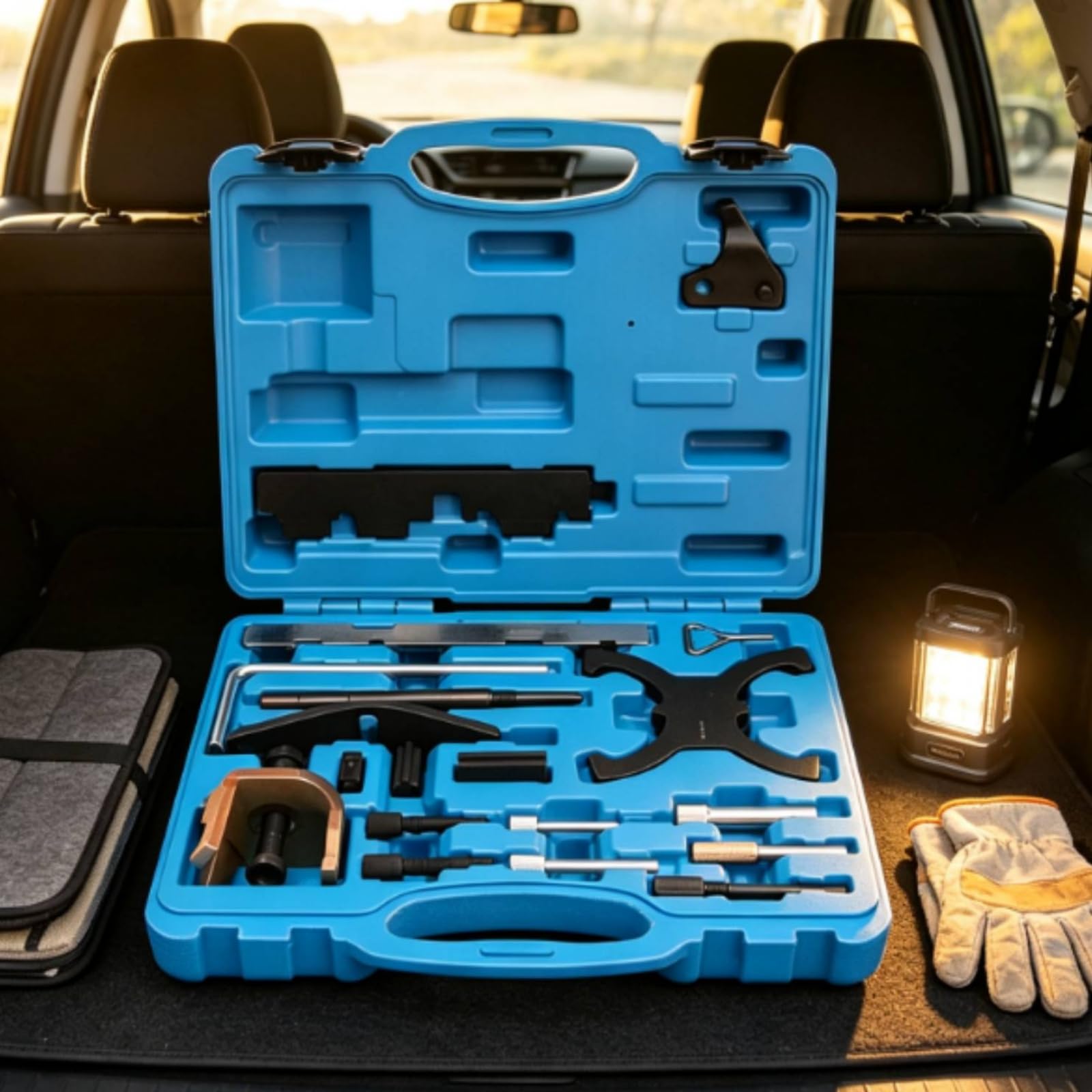 Milageto Dispositivo de Sincronización Automotriz Herramientas Alineación Motor Kit Bloqueo Juego Levas Juego con Placas Planas y Abrazaderas en Acero