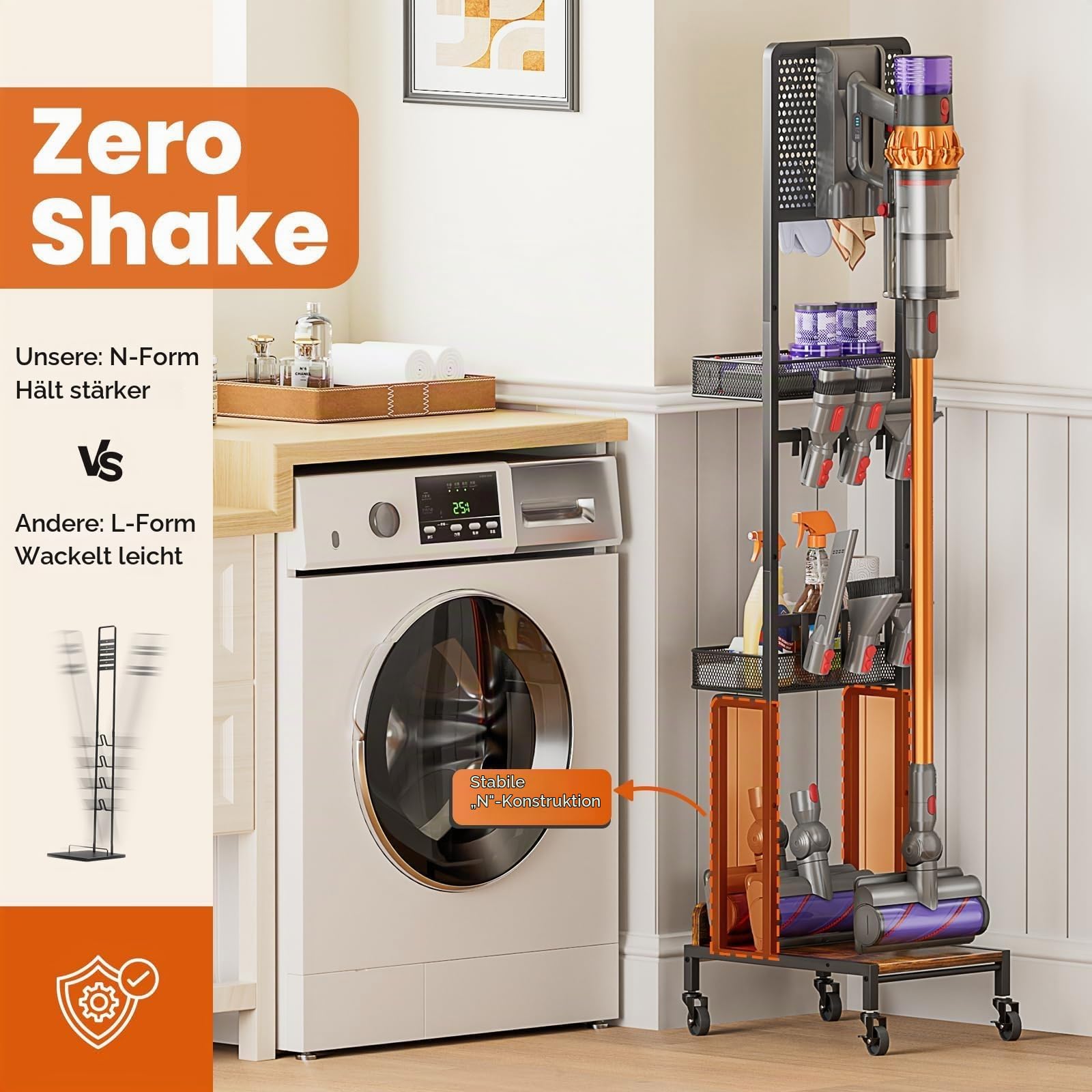 Bikoney Staubsauger Ständer kompatibel mit Dyson V15 V11 V8, Ohne Bohren | Für Gen5 V15 V11 V8 V7 V6, Zubehörhalter & Dockingstation, Stabiles Metall, Platzsparend, Montage ohne Bohren