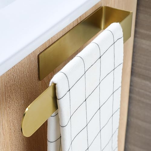 Taozun Toallero de mano dorado, toallero adhesivo para toallas de baño, barra para pegar en la pared, anillo de toalla de acero inoxidable sin