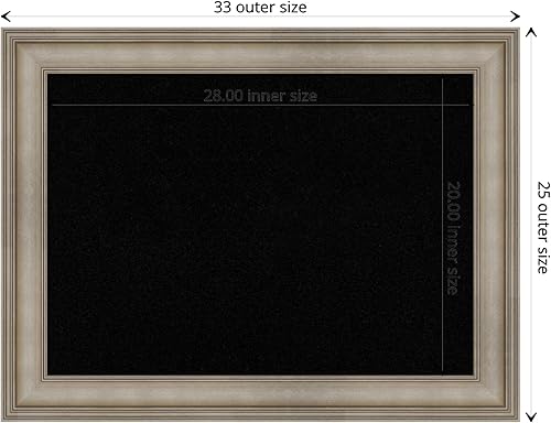 Miniatura 4 de Amanti Art Tablero de corcho negro para pared, tablero de visión de 25 x 33 pulgadas con marco de madera plateada, decoración de oficina mediana