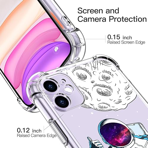 Miniatura 4 de LUXVEER Funda para iPhone 11 con protector de pantalla, elegante diseño floral en TPU suave y transparente, ajuste delgado, funda protectora para