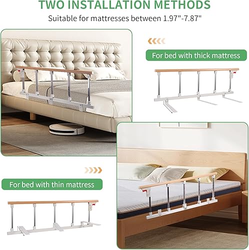 Miniatura 4 de Rieles de cama para adultos mayores, mango plegable de asistencia de seguridad para cama médica, riel de agarre lateral de cama plegable, para