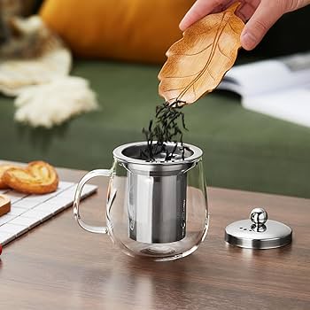 Amazon.co.jp: ポカロティー 茶こし付きマグカップ 耐熱ガラス