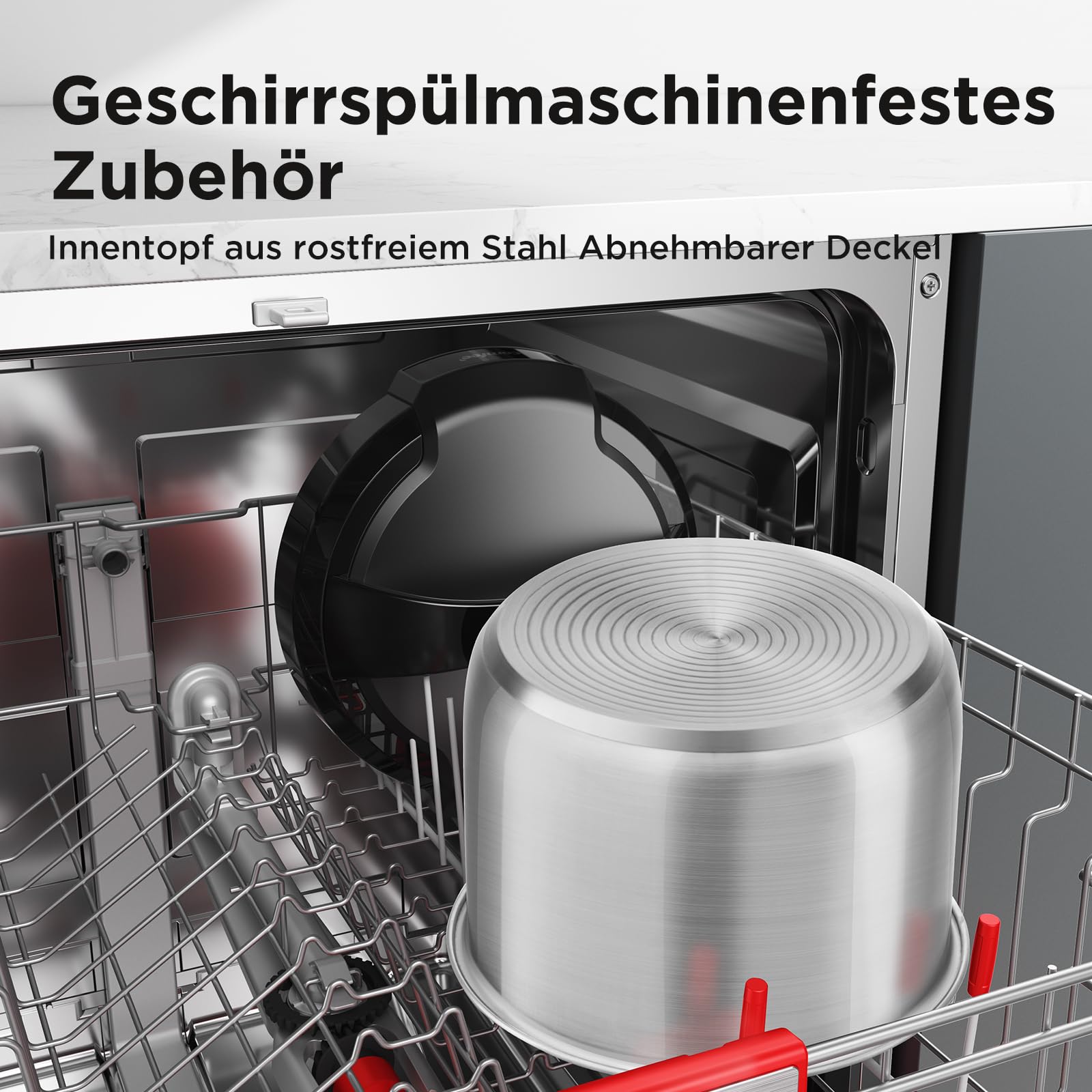 Midea Elektrischer Schnellkochtopf 6L, 9-in-1 Multikocher mit 14 Funktionen, Joghurtbereiter, Reiskocher, Slow Cooker, Sous Vide, Dampfgarer, Nudelkocher, Edelstahl Innentopf, Schwarz