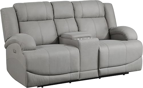 Miniatura 3 de Lexicon Landwood Power - Sofá biplaza reclinable doble, color gris