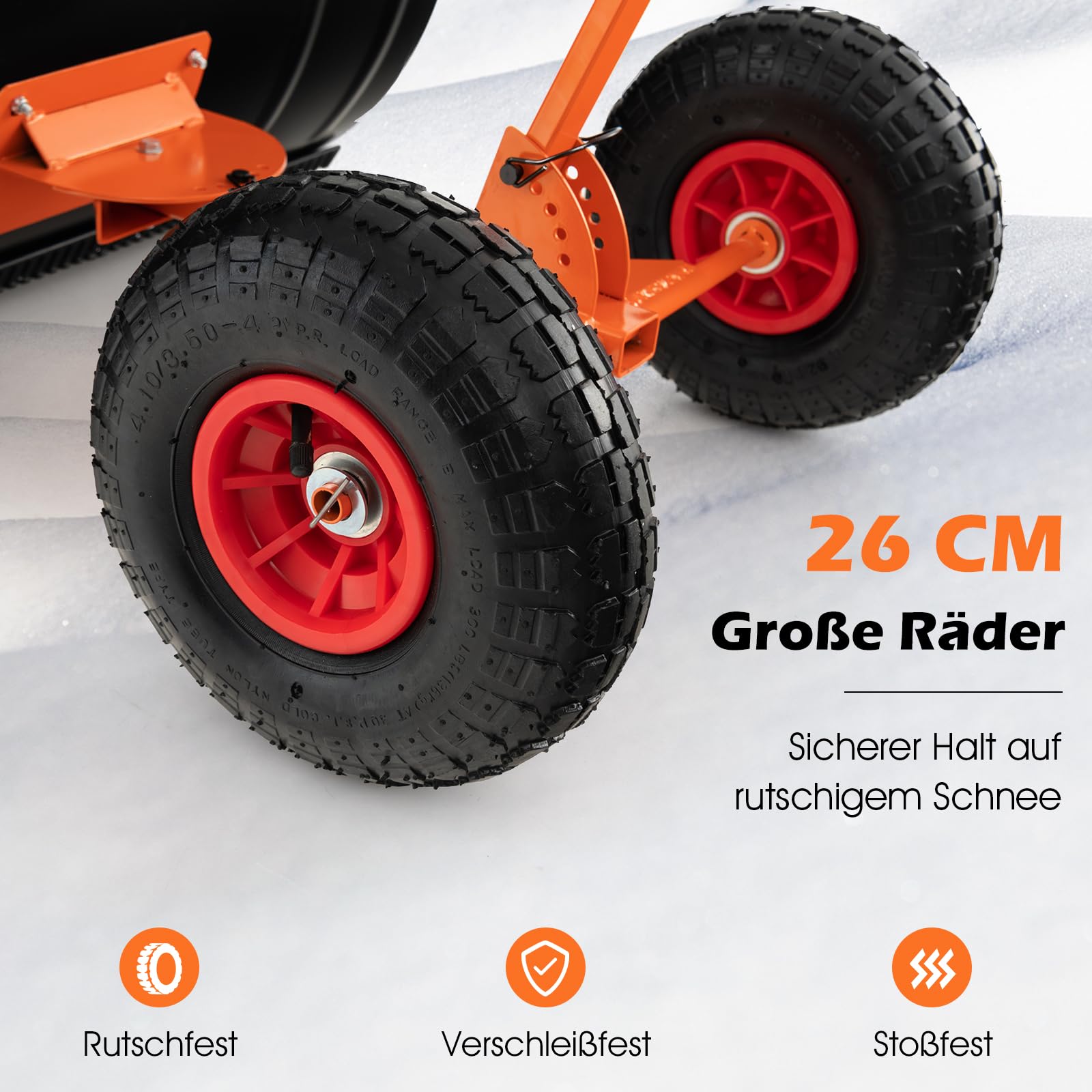 COSTWAY Łopata do śniegu na kółkach z regulacją wysokości, tarcza do śniegu 74 cm, szerokość robocza 49 cm, chroniąca plecy szufla do śniegu z regulowanym kątem, odśnieżarka metalowa