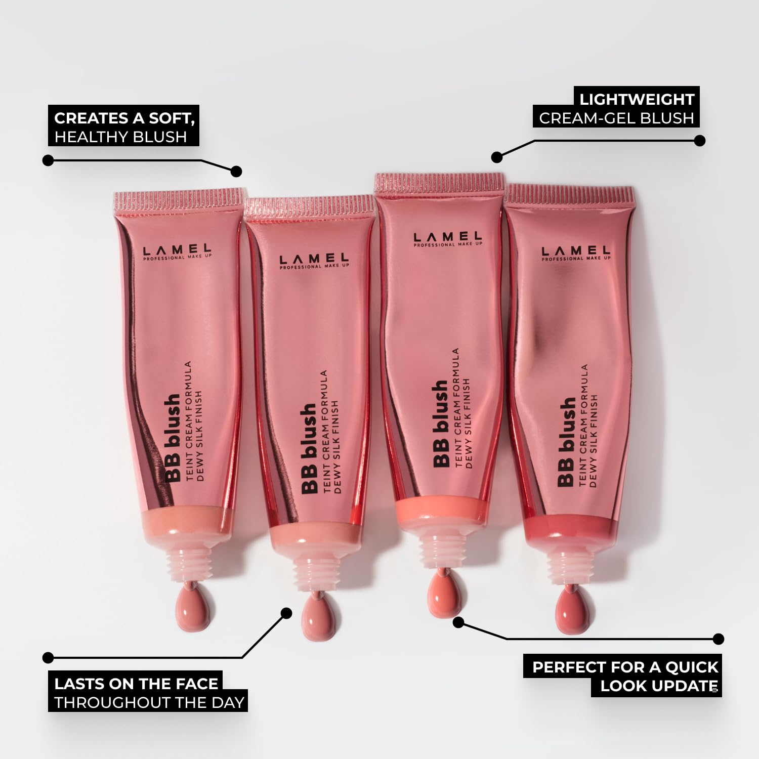 Lamel BB Blush- Tea Rose | Featherlight, Easy Blend Formula | 8hr Long Wear | Rich, Buildable Pigment | All Skin Types | 10ml 2