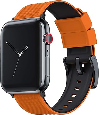 Pumpkin Orange & Black 38mm/40mm/41mm - BARTON Elite Silicone Watch Bands - Black Buckle