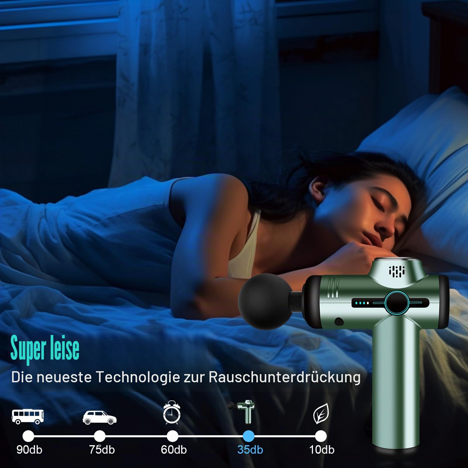 AQXONG Mini Muskelmassagepistole, Tragbares Elektrisches Massagegerät mit LCD Display, 99 Geschwindigkeiten, 8 Massageköpfe, Ultraleise Massagepistole 35DB, Wiederaufladbare Massagepistole